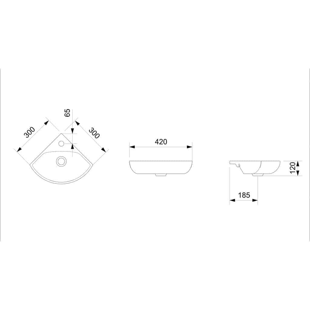 Lavatório Suspenso Canto P 42x34,5x12 Branco Incepa