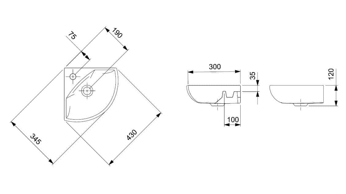 Lavatório Suspenso Canto P 34x42x34 FCSL Branco Logasa