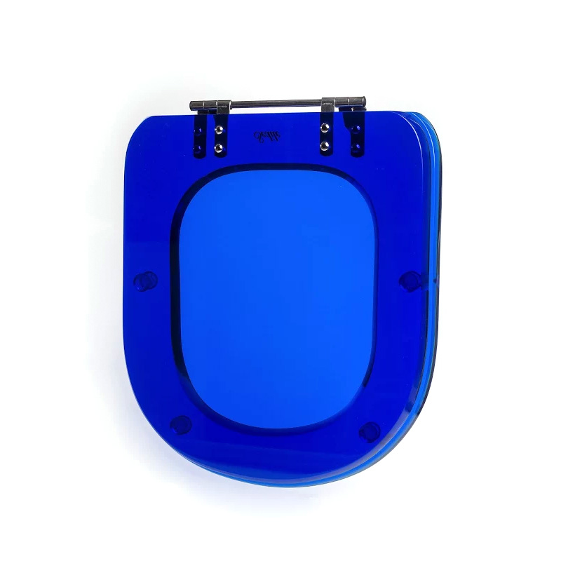 Assento Sanitário Poliéster Para Louça Link/Carrara/Belle Époque (Deca) Aço (Reb. Aparente) Azul Translúcido
