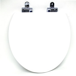 Assento Sanitário Poliéster Para Louça Universal/Standard Slow Close Cromado (Reb. Oculto) Branco