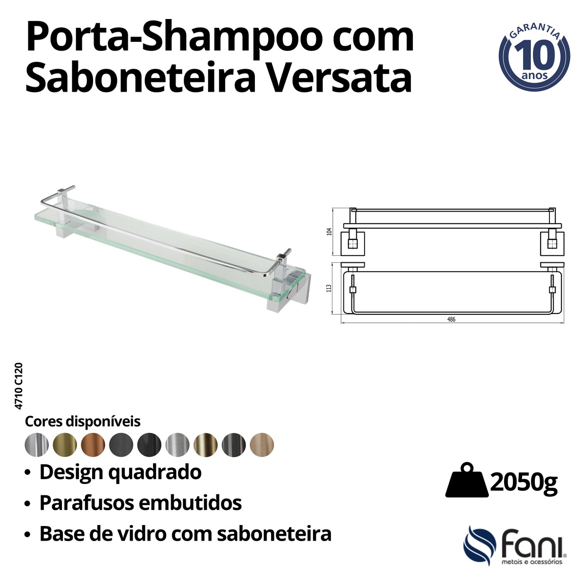 Porta Xampu Com Saboneteira Versata 4710C120 Cromado Fani*