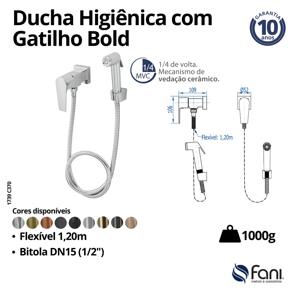 Ducha Higiênica Gatilho Bold 1739DV370 D'oro Vecchio Fani