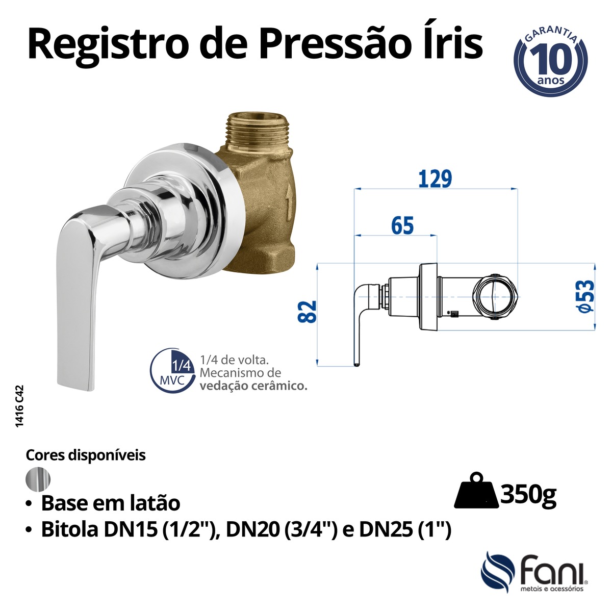 Registro de Pressão Iris 1416C42 Fani