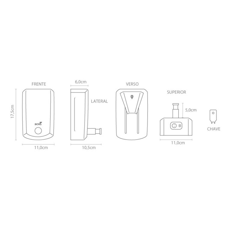 Saboneteira Líquida 800ml Aço Inox Escovado Noble Biovis