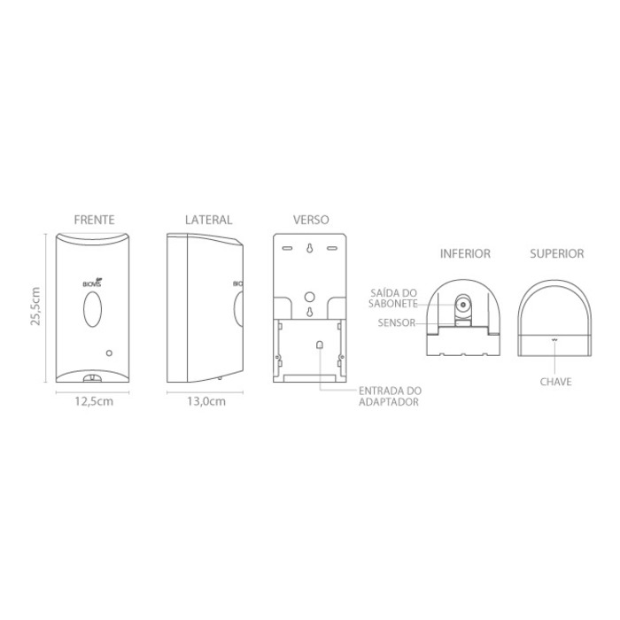 Saboneteira Espuma Sensor Plástico Branco Luna Biovis