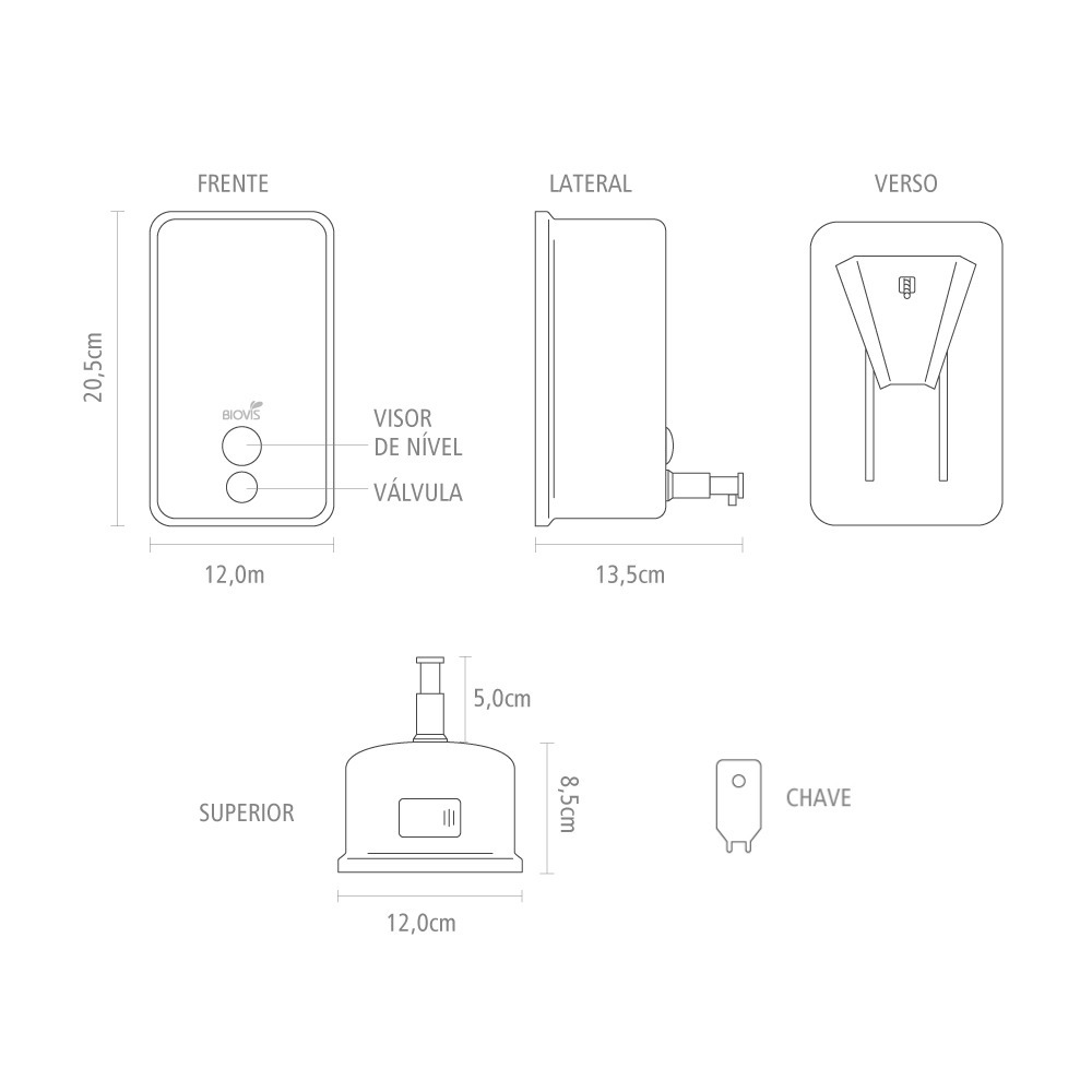 Saboneteira Líquida 1300ml Aço Inox Escovado Biovis