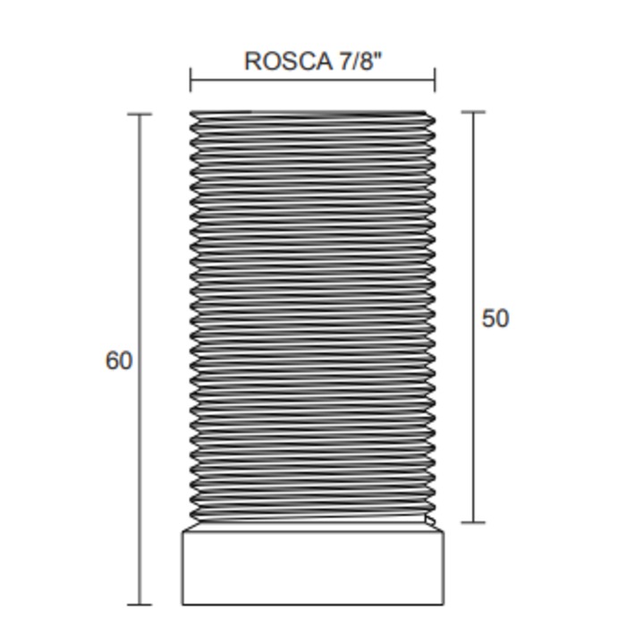 Prolongador Cromado Para Valvula  Lavatório Rosca Ext. 50MMx60MM Blukit